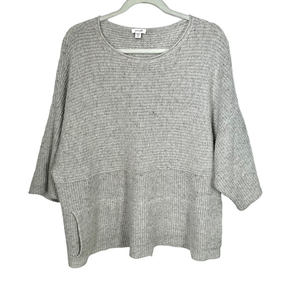 J Jill Pure Jill Womens Sz M Gray Boxy Wool Linen Blend Ribbed Knit Sweater. - Picture 1 of 8